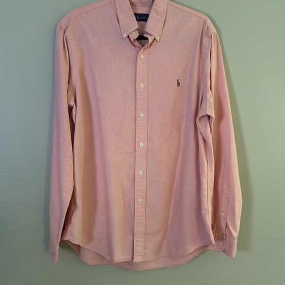 Ralph Lauren The Iconic Oxford Shirt Men's Sz L Soft Peachy Orange Color-Salmon - Picture 2 of 9
